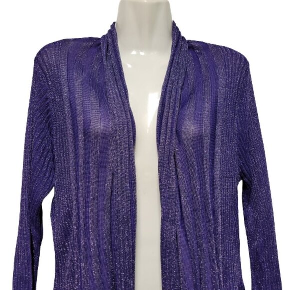 𝅺PURPLE Glitter Open Front Asymmetrical Cardigan One Size - Picture 4 of 12